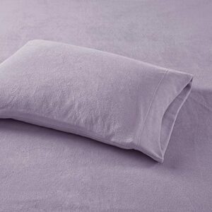 Sleep Philosophy True North Micro Fleece Bed Sheet Set, Warm, Sheets with 14" Deep Pocket, for Cold Season Cozy Sheet-Set, Matching Pillow Case, Queen, Lavender, 4 Piece