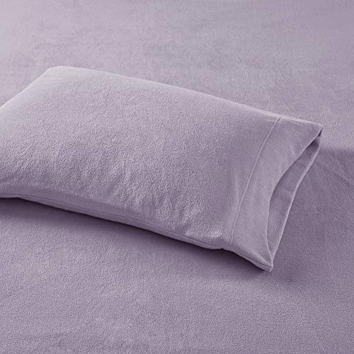 Sleep Philosophy True North Micro Fleece Bed Sheet Set, Warm, Sheets with 14" Deep Pocket, for Cold Season Cozy Sheet-Set, Matching Pillow Case, King, Lavender, 4 Piece