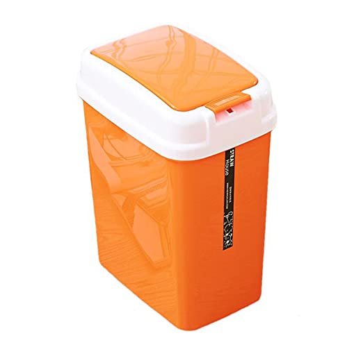 Trash Can Bathroom with Press Lid Creative Kitchen Rectangle Sitting Room Trash Bins Bedroom Waste Container (Orange)