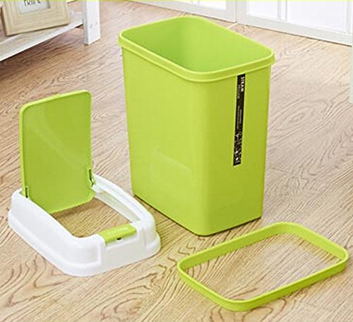 Trash Can Bathroom with Press Lid Creative Kitchen Rectangle Sitting Room Trash Bins Bedroom Waste Container (Orange)