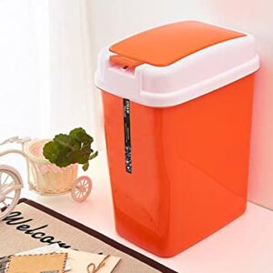 Trash Can Bathroom with Press Lid Creative Kitchen Rectangle Sitting Room Trash Bins Bedroom Waste Container (Orange)