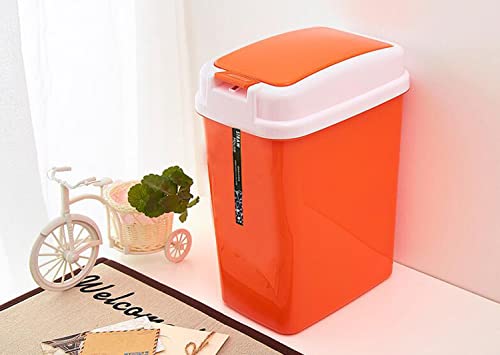 Trash Can Bathroom with Press Lid Creative Kitchen Rectangle Sitting Room Trash Bins Bedroom Waste Container (Orange)