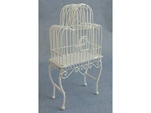 melody jane dolls houses house miniature victorian pet accessory white wire wrought iron bird cage