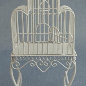 Melody Jane Dolls Houses House Miniature Victorian Pet Accessory White Wire Wrought Iron Bird Cage