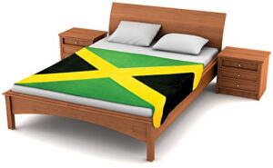 fuzzy flagstm fleece jamaican flag blanket - 80-inch x 50-inch oversized flag of jamaica travel throw cover