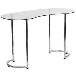 flash furniture contemporary desk with curvaceous clear tempered glass