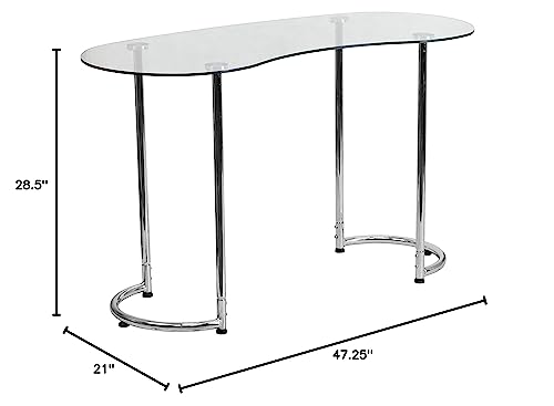 Flash Furniture Contemporary Desk with Curvaceous Clear Tempered Glass