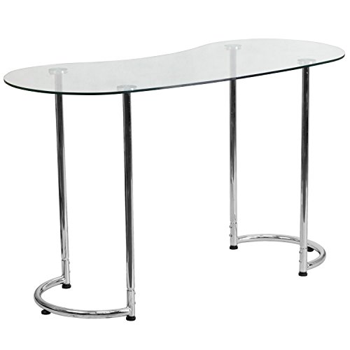 Flash Furniture Contemporary Desk with Curvaceous Clear Tempered Glass