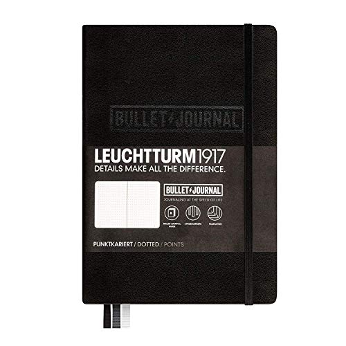 LEUCHTTURM1917 - Official Bullet Journal - Medium A5 - Hardcover Dotted Notebook (Black) - 240 Numbered Pages