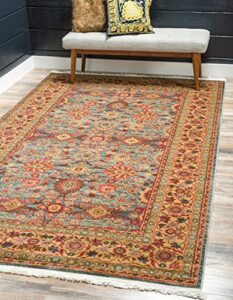 unique loom edinburgh collection classic oriental traditional french cottage inspired intricate design area rug (6' 0 x 9' 0 rectangular, light blue/ beige)