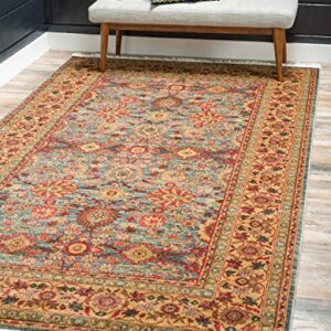 Unique Loom Edinburgh Collection Classic Oriental Traditional French Cottage Inspired Intricate Design Area Rug (6' 0 x 9' 0 Rectangular, Light Blue/ Beige)