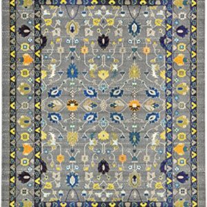 Unique Loom Medici Collection Floral Traditional Vibrant Colors Gray Area Rug (9' 0 x 12' 0)