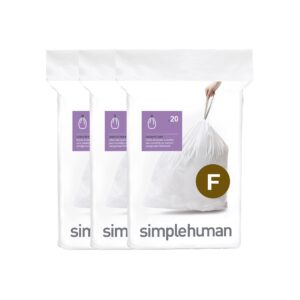 simplehuman code f custom fit drawstring trash bags in dispenser packs, 60 count, 25-30 liter / 6.6-8 gallon, white