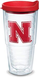 tervis made in usa double walled nebraska state university cornhuskers insulated tumbler cup keeps drinks cold & hot, 24oz, primary logo