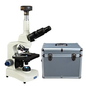 omax 40x-2500x usb3 5mp digital lab trinocular led compound microscope with aluminum carrying case