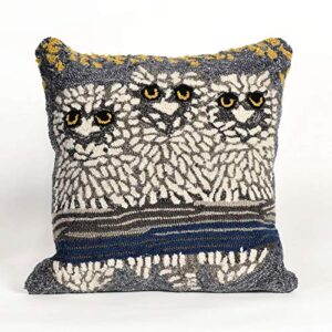 liora manne frontporch indoor/outdoor pillow, 18" square, owls