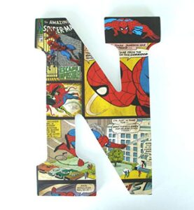 spiderman wood nursery letters, marvel comic book bedroom decor