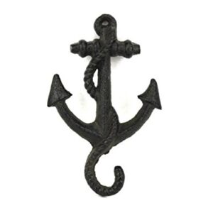 Rustic Black Cast Iron Anchor Hook 5 Inch - Anchor Decoration - Nautical Wall Hook