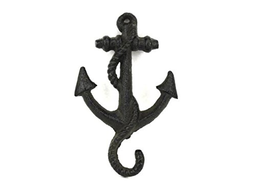 Rustic Black Cast Iron Anchor Hook 5 Inch - Anchor Decoration - Nautical Wall Hook