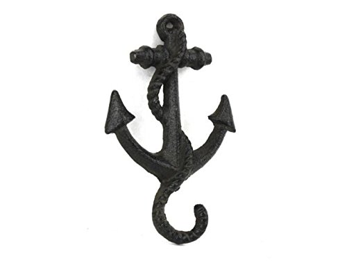 Rustic Black Cast Iron Anchor Hook 5 Inch - Anchor Decoration - Nautical Wall Hook