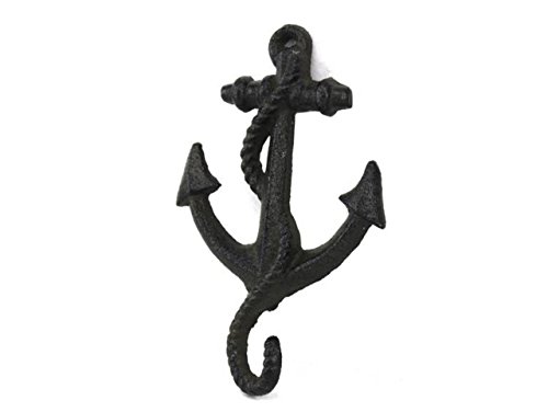 Rustic Black Cast Iron Anchor Hook 5 Inch - Anchor Decoration - Nautical Wall Hook