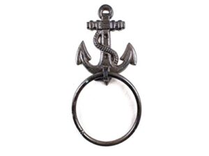 cast iron anchor towel holder 8.5 inch - anchor decoration - metal wall art