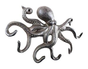cast iron octopus hook 11 inch - decorative hook - sealife metal wall hook