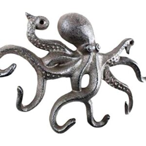 Cast Iron Octopus Hook 11 Inch - Decorative Hook - Sealife Metal Wall Hook