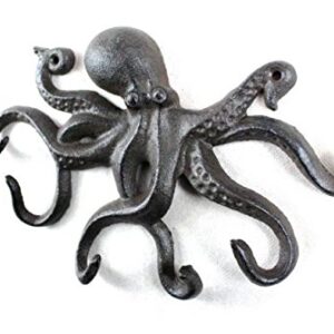 Cast Iron Octopus Hook 11 Inch - Decorative Hook - Sealife Metal Wall Hook