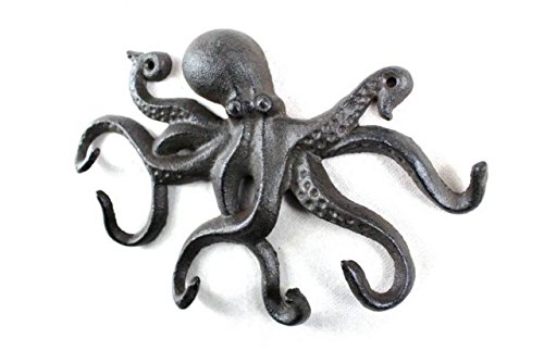 Cast Iron Octopus Hook 11 Inch - Decorative Hook - Sealife Metal Wall Hook