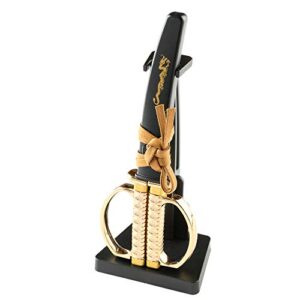 nikken sw-50g knife seki denno beauty japanese sword scissors, gold dragon model, hanging stand included