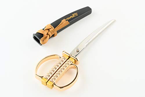 NIKKEN SW-50G Knife Seki Denno Beauty Japanese Sword Scissors, Gold Dragon Model, Hanging Stand Included