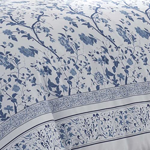 Laura Ashley Home - Twin Comforter Set, Cotton Bedding with Matching Sham & Bed Skirt, Stylish Home Decor (Charlotte Blue, Twin)