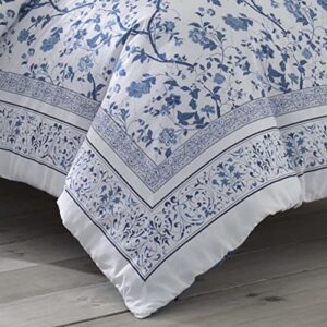 Laura Ashley Home - Twin Comforter Set, Cotton Bedding with Matching Sham & Bed Skirt, Stylish Home Decor (Charlotte Blue, Twin)