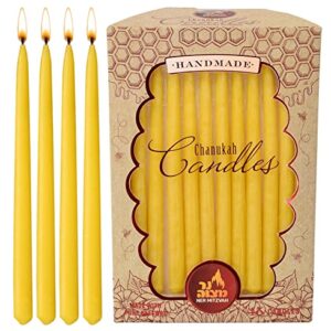 Beeswax Chanukah Candles Standard Size Fits Most Menorahs - Yellow Beeswax Hanukkah Candles - Premium Quality Pure Bees Wax - 45 Count for All 8 Nights of Hanukkah - by Ner Mitzvah