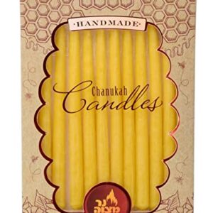 Beeswax Chanukah Candles Standard Size Fits Most Menorahs - Yellow Beeswax Hanukkah Candles - Premium Quality Pure Bees Wax - 45 Count for All 8 Nights of Hanukkah - by Ner Mitzvah