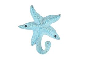 hampton nautical k-1112-starfish-dark blue whitewashed cast iron starfish hook, 6", dark blue