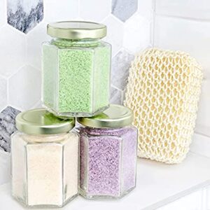 Cornucopia 6-Ounce Hexagon Glass Jars (12-Pack); Empty Hex Jars w/Gold Lids for Party Favors, Jams, Samples & More