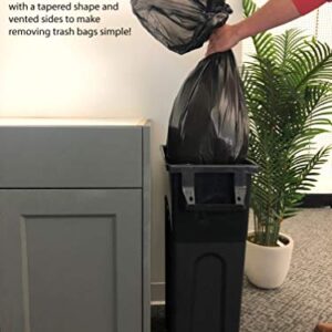 United Solutions Highboy Waste Container, Space Saving Profile & Easy Bag Removal for Indoor or Outdoor use, Black (TI0032)