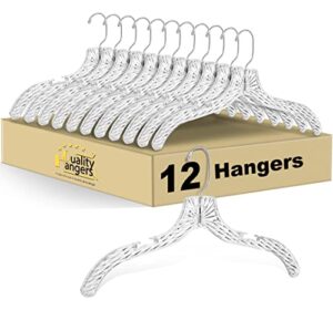 quality hangers clear hangers 12 pack - crystal cut hangers for clothes - durable plastic hanger set - invisible dress hangers for suits - heavy duty hangers - nonslip coat and shirt hangers