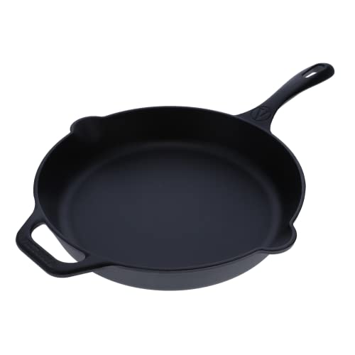 Victoria Cast-Iron Skillet, Pre-Seasoned Cast-Iron Frying Pan with Long Handle, Made in Colombia, 12 Inch