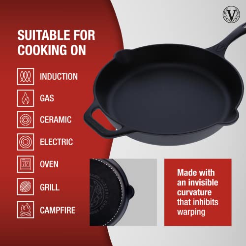 Victoria Cast-Iron Skillet, Pre-Seasoned Cast-Iron Frying Pan with Long Handle, Made in Colombia, 12 Inch