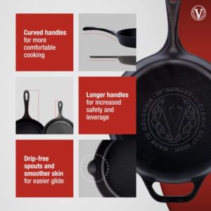 Victoria Cast-Iron Skillet, Pre-Seasoned Cast-Iron Frying Pan with Long Handle, Made in Colombia, 12 Inch
