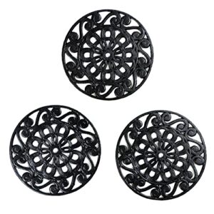 trademark innovations set of 3 decorative cast iron metal trivets (black)
