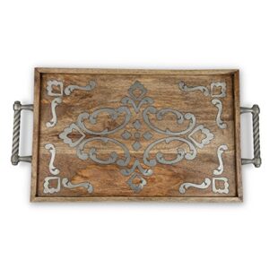 gg collection heritage wood & metal bed tray