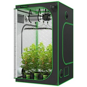 vivosun s448 4x4 grow tent, 48"x48"x80" high reflective mylar with observation window and floor tray for hydroponics indoor plant for vs4000/vsf4300