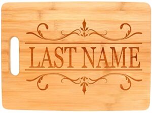 custom wedding gift couples enter last name personalized big rectangle bamboo cutting board bamboo