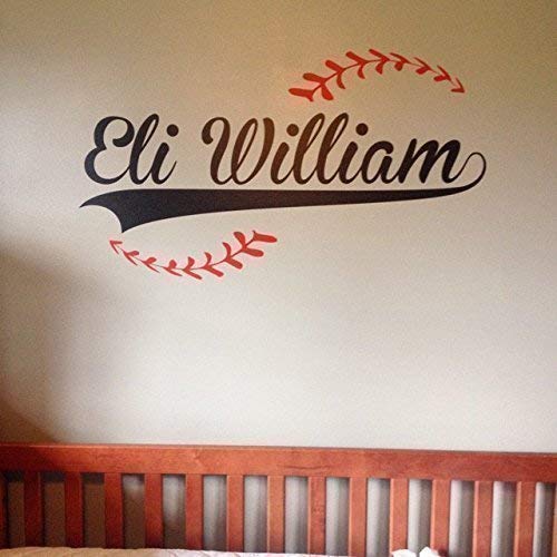 Custom Name Added to Baseball Vinyl Wall Decal Baseball Theme Personalized Removable Sticker Perfect for Above Bed Sports Room