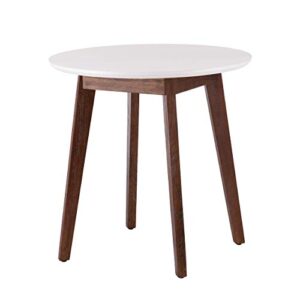 sei furniture oden two-tone small space round dining table, white, burnt oak
