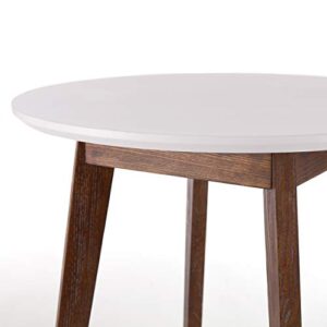 SEI Furniture Oden Two-Tone Small Space Round Dining Table, White, Burnt Oak